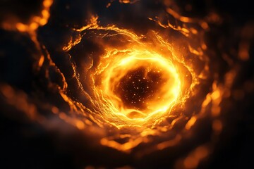 Poster - A mesmerizing fiery vortex radiating orange light, creating a surreal and captivating visual effect in a dark background.