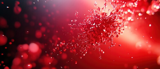 Poster - Abstract red background featuring dynamic particles, creating a vibrant and energetic visual effect for various creative projects.