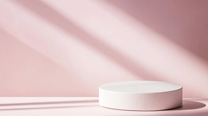 Poster - White round podium on pink background with shadow. 3d render.