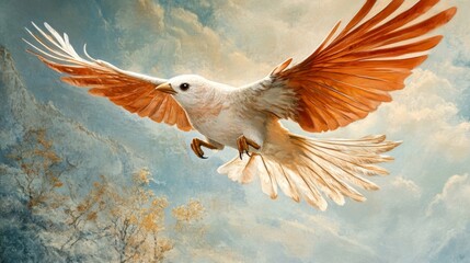 Poster - Detailed view of a soaring bird with outstretched wings, capturing its feather details in flight