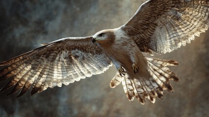 Poster - Detailed view of a soaring bird with outstretched wings, capturing its feather details in flight