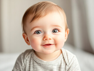 Wall Mural - A baby with a big smile on his face