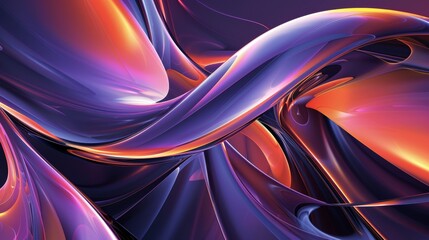 Poster - A mesmerizing abstract creation with swirling purple and orange shades intertwining, showcasing fluid art dynamics.