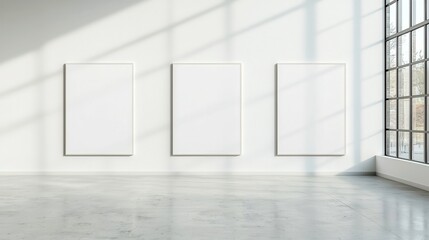 Poster - Elegant blank decorative art frame display, versatile gallery mock-up, ideal for showcasing posters, ample free space for design, enhances artistic presentation.