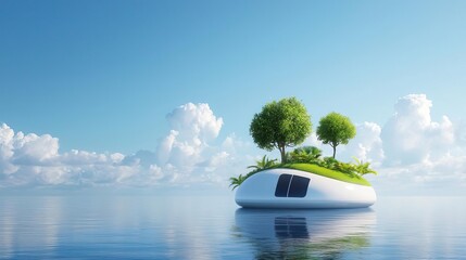 Modern sustainable floating city concept