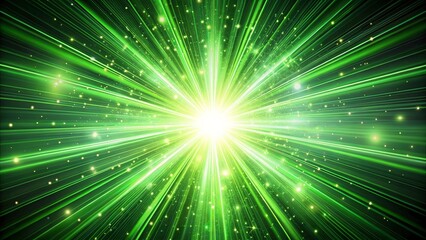 dynamic green light burst with shimmering particles, abstract speed concept