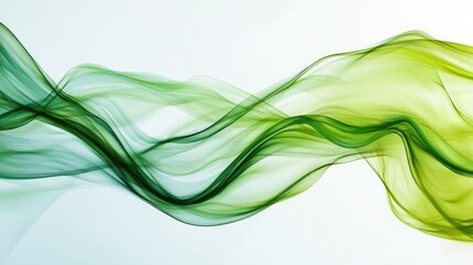 Fototapete - Abstract illustration with flowing green lines, evoking a sense of movement and nature.
