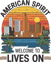 Wall Mural - American spirit well come to lives on T shirt design  vector .