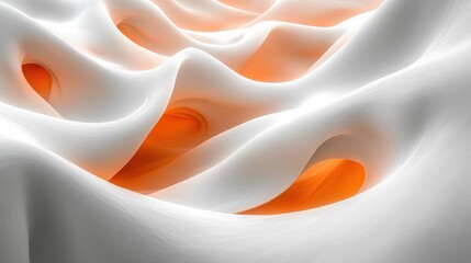 Wall Mural - Abstract White and Orange Swirling Shapes