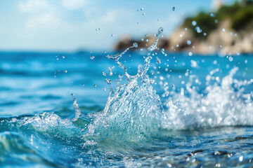 Splashing water in the ocean close-up