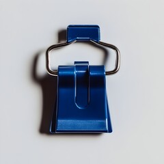 Poster - Minimalist Blue Binder Clip Isolated on a Plain Surface Background  Conceptual Shot for Administrative Office Business or Organization Concepts