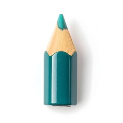 Poster - A teal pencil sharpener placed at the center of a clean white background highlighting the simple and elegant design of this essential office and school supply