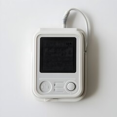 Poster - Closeup view of a digital pulse oximeter device isolated on a plain white background  The oximeter is a medical instrument used to measure and monitor oxygen and pulse rate
