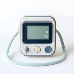 Poster - Detailed Photograph of a Modern Digital Pulse Oximeter Device Isolated on a Plain White Background  The Medical Equipment Displays Vital Oxygen and Pulse Rate Measurements