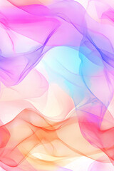 Sticker - Abstract seamless pattern of flowing, colorful, semi-transparent fabric waves with a soft and airy feel in shades of pink, purple, blue, and orange.