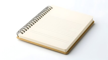 Poster - Blank Spiral Notebook Isolated on White Background Minimal Office Supplies for Notetaking Writing or Planning
