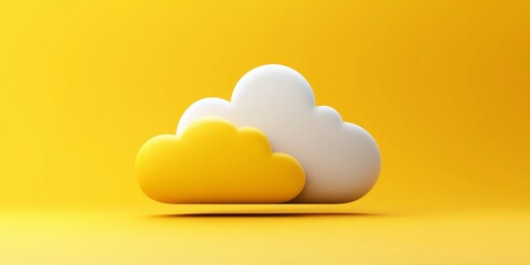 A soft storage icon of two clouds in white and yellow against a bright yellow backdrop