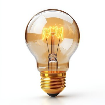 A light bulb clipart, idea element, minimalist design, bright yellow, isolated on white background
