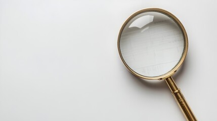 Poster - Closeup view of a magnifying glass focusing on a document or paperwork symbolizing the process of analysis research investigation and gaining insights