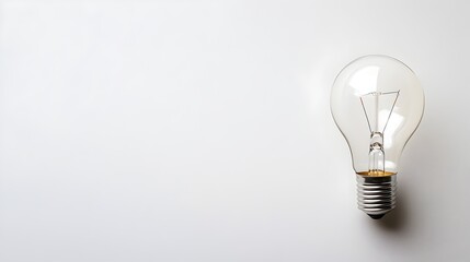 Poster - Glowing Light Bulb Symbolizing Innovative Thinking and Creative Ideation Isolated on Minimal White Background with Copyspace for Business Startup or Corporate Concepts