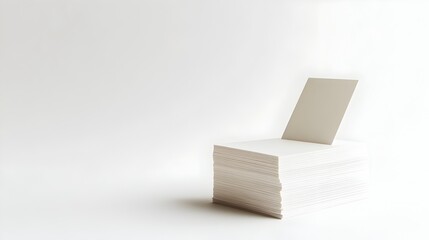 Poster - Upright business card stack isolated on a clean white background providing a simple and minimalist design template for branding text or other corporate messaging