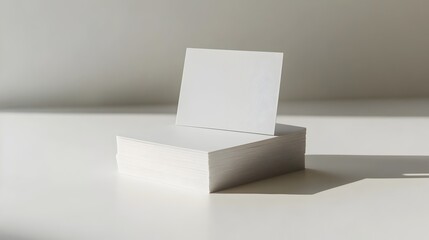 Poster - Upright business card stack against a clean white background providing a simple and elegant platform for branding text or product display