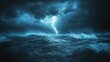 © Boinah - A dramatic seascape depicting a stormy ocean with lightning illuminating the dark clouds.
