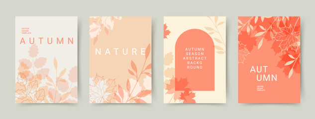 Wall Mural - set of abstract autumn backgrounds in pastel colors. poster or cover on the fall season. editable ve