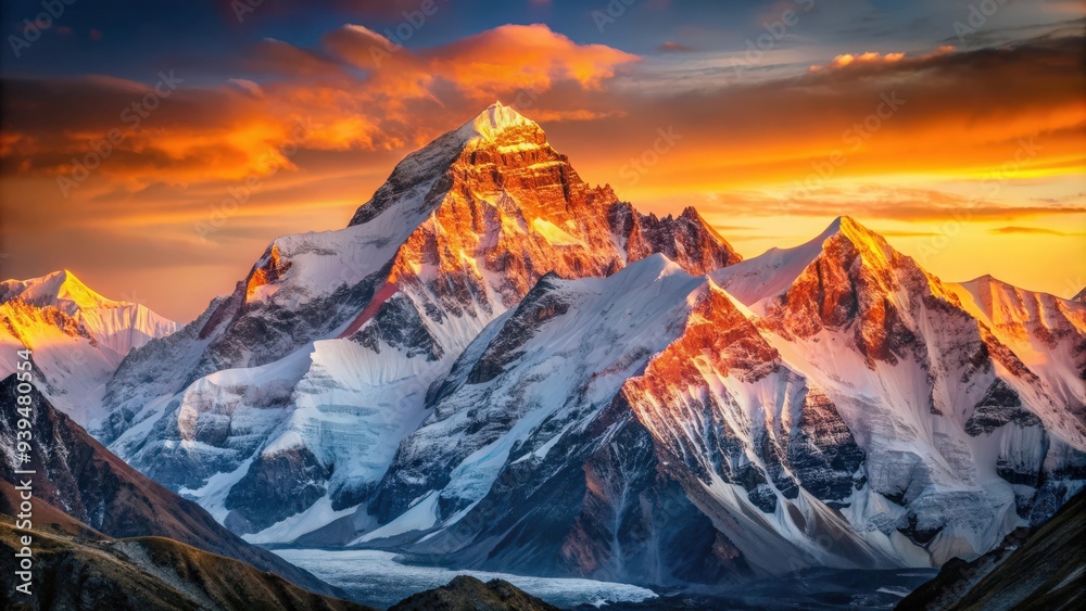 Stunning photo of Mount Everest at sunrise, showcasing its majestic ...