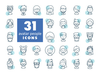 Set of avatar related vector icons