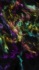 Poster - Black background with bright neon blots. Motion.Glossy spots made in 3d format move and flow.