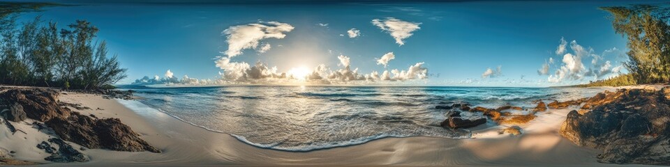 Wall Mural - jungle 360. stunning sunset seascape at masoala national park beach in madagascar