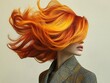 © Hanna - Vibrant Orange Hair Swaying in Artistic Fashion Portrait with Neutral Background