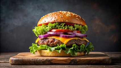 Tasty burger with fresh ingredients