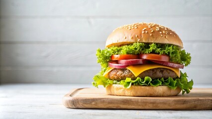 Tasty burger with fresh ingredients