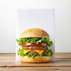 Wall Mural - Tasty burger with fresh ingredients