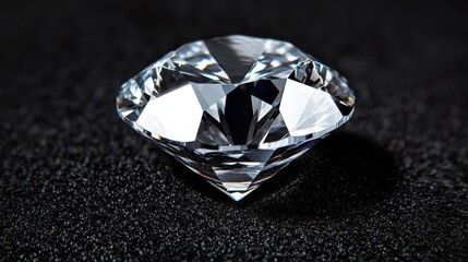 Poster - Macro image of a diamond on black velvet, emphasizing its sharp edges and flawless surface