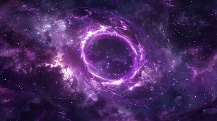 Sticker - A mesmerizing purple cosmic vortex captured in deep space, surrounded by vibrant stars and swirling galaxies.