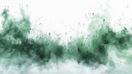 Poster - A captivating image of abstract green smoke exploding dynamically against a white background, giving a sense of energy and movement.