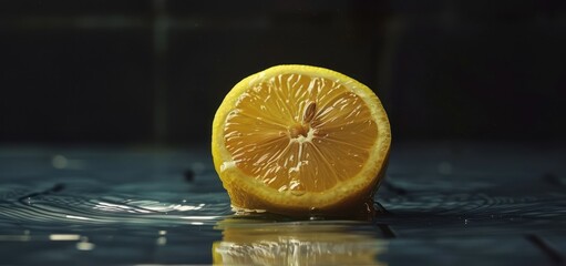 Poster - Lemon Slice Floating in Water