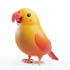 Sticker - Parrot in 3D style on a white background