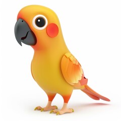 Sticker - Parrot in 3D style on a white background