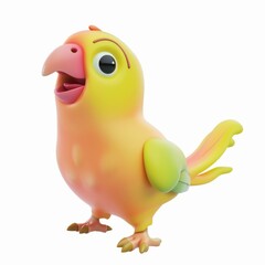 Sticker - Parrot in 3D style on a white background