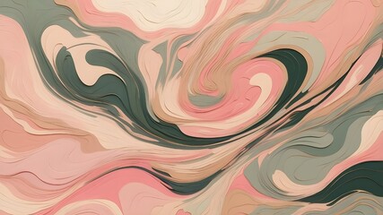 An artistic generative AI artwork featuring an abstract background of beige, pink, and green patterns