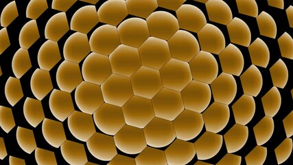 Wall Mural - Abstract orange hexagon geometric shape animation loop background