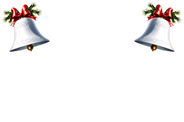 Two white christmas bells on white background