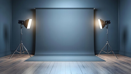 Poster - Modern studio setup featuring soft lights and a neutral backdrop, perfect for photography and creative projects.