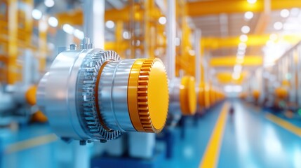 Canvas Print - Close-up of Industrial Machinery in a Factory.