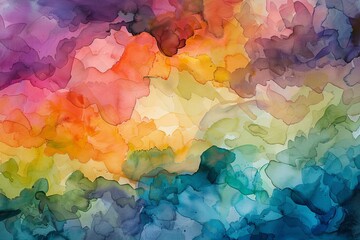 Sticker - This soft watercolor abstract features harmonious pastel shades forming a dreamy and colorful cloud, evoking calmness and serenity through gentle brushstrokes.