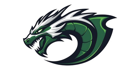 Fierce Dragon Logo Vector with Green Accents for Fantasy Sports Team - Gaming and Fan Club Emblem Design